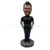 Custom black t-shirt bobble head