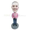 Custom man bobbleheads wear pink shirt