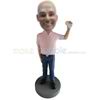 Custom casual man bobbleheads hold phone