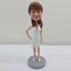 Personalized custom white dress bobbleheads