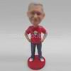Personalized custom red shirt bobble heads