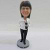 Personalized custom white Tshirt female bobbleheads