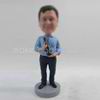 Personalized custom man hold bear bobbleheads