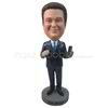 Custom businessman bobbleheads in suit with iphone