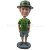 Personalized custom man in green hat and T-shirt bobbleheads