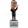 Personalized custom singer in balck suit red tie with a mic bobblehead