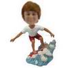 Custom white t-shirt red shorts boy surfing with surfboard bobbleheads