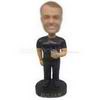 Personalized custom cool guy in black t-shirt and trousers bobblehead