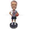 Personalized basketball player wearing gray t-shirt with ball bobblehead