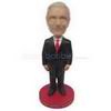 Personalized manager in black suit white shirt red tie bobblehead