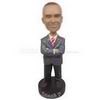 Personalized man in light gray suit and black pants bobblehead