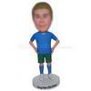 Man in blue T-shirt matching with green shorts custom bobbleheads