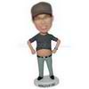 The man wear a hat show up his belly button custom bobbleheads