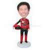 Racing driver in red uniform custom bobbleheads