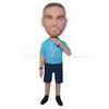 Coach in blue T-shirt custom bobbleheads