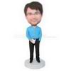 Smiling glasses man holding a coffee cup custom bobbleheads