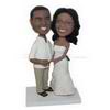 Groom in white wedding uniform and bride in wedding dress custom bobbleheads