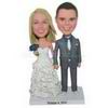 Groom in suit and bride in wedding cake dress custom bobbleheads