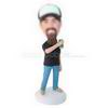 Long beard man holding a green cup custom bobbleheads