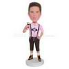 Boy in pink shirt drinking water custom bobbleheads