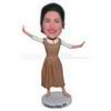 Dancing woman in khaki long dress custom bobbleheads