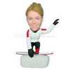 Woman in cotton coat skiing custom bobbleheads