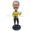 Cool dad in yellow working suit handing up with a drill custom bobbleheads 