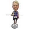 Female athlete handing up with a medal custom bobbleheads 