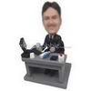 Office man in black suit with his working deask custom bobbleheads