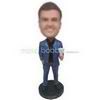 Handsome man in blue suit holding a cup custom bobbleheads