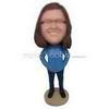 Woman in blue top matching with navy blue pants custom bobbleheads