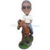 Black sunglasses man riding a horse custom bobbleheads