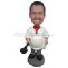 Male chef holding a large soup ladle custom bobbleheads