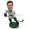 Running ice hockey player in white sports wear custom bobbleheads