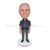 Handmade worker bobblehead with black shirt