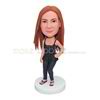 Customized handmade beautiful lady bobblehead with black Camisole 