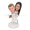 Customized handmade happy wedding bobblehead with a Rugby