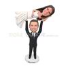 Customized handmade bridegrooms lifts the bride funny bobblehead 