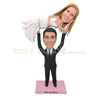 Handmade bridegroom hold on bride funny wedding bobblehead 