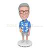 Handmade interesting blue shirt bobblehead