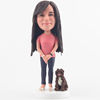 Beautiful girl with her lovely dog bobblehead