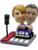 Stylish Couple in Blue Car Bobbleheads