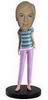 Female bobble head doll  with striped T-shirt