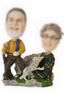 Lovers bobble head doll with  rockery and Pets