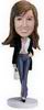 Female bobblehead with black windbreaker