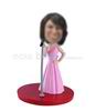 Personalized custom pink singer bobbleheads