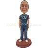 Custom man bobbleheads with gray T'shirt