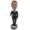 The man host stands on the stage custom bobbleheads