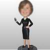 Women bobblehead  display the phone