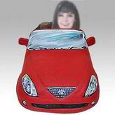 Personalized custom woman and red car bobbleheads